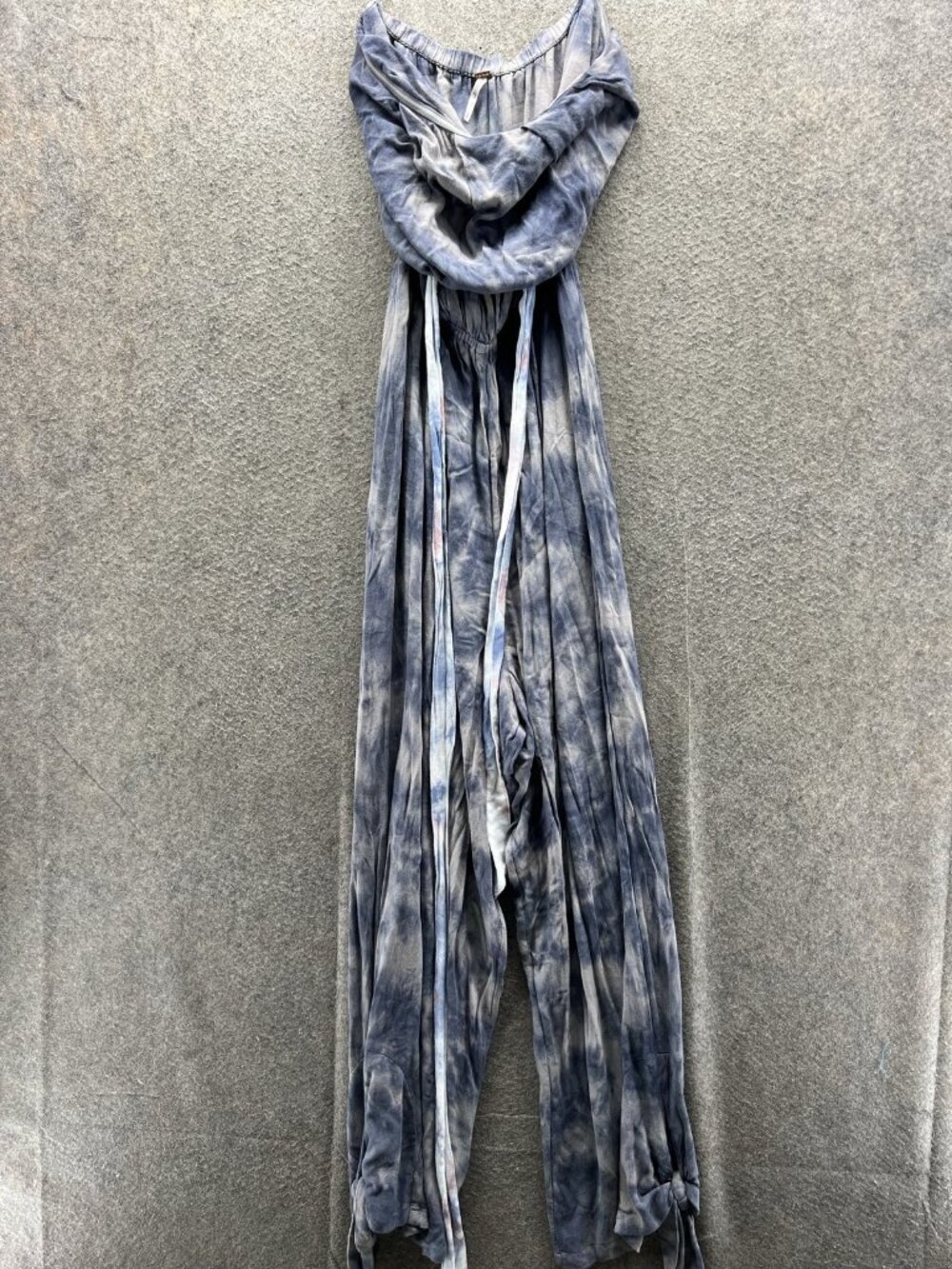Free People Jumpsuit Women Small Blue Tie Dye Cowl Neck Jersey Relaxed